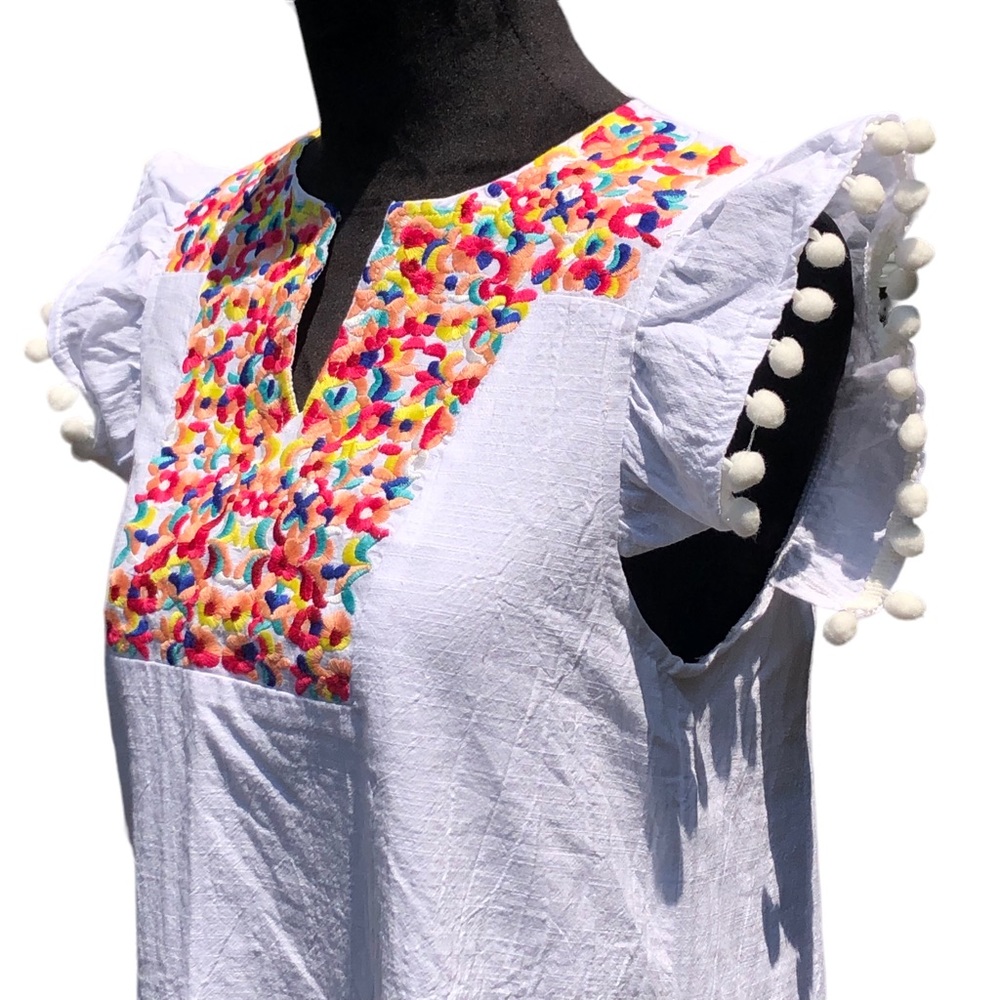 Kirundo Colorful Embroidered White Summer Dress size Small - Picture 12 of 14
